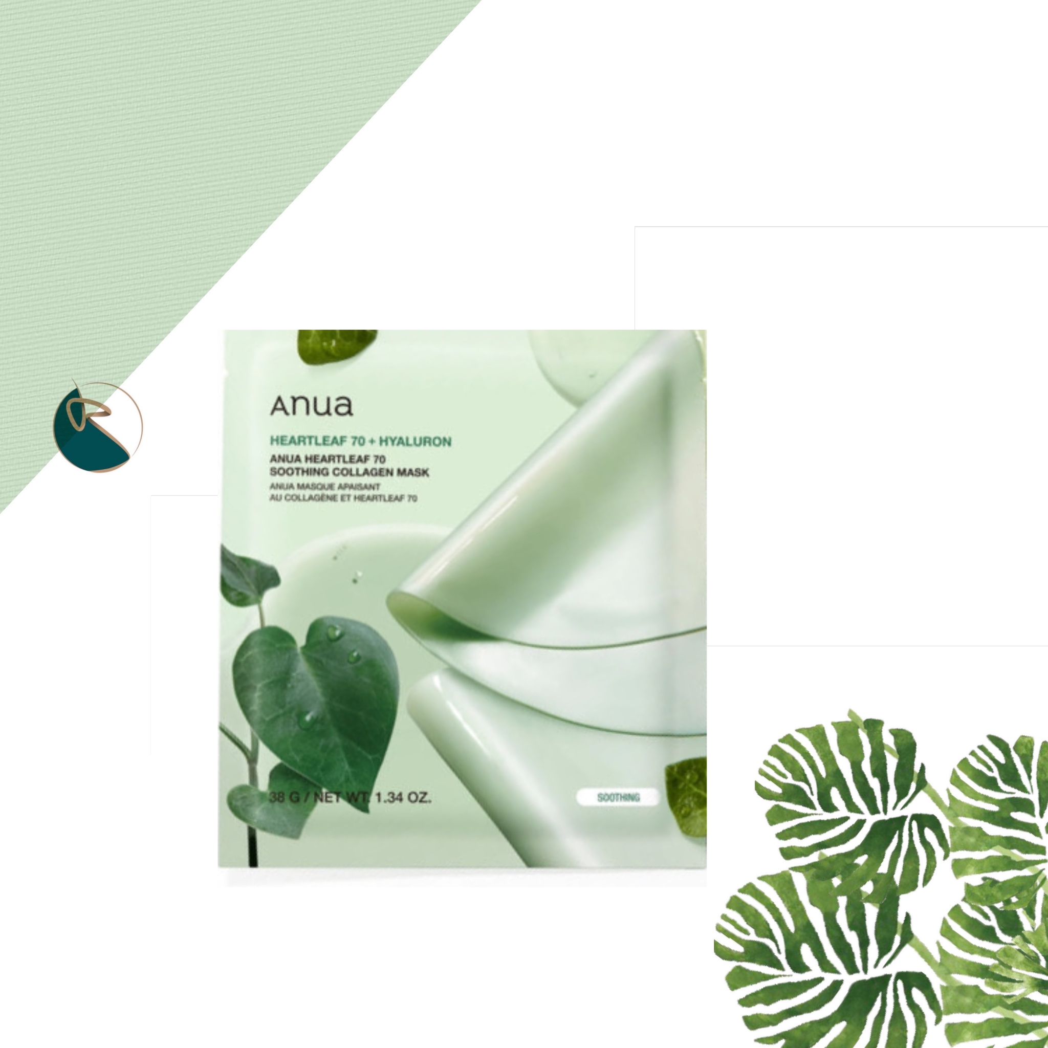 Anua Heartleaf 70 + Hyaluron Anua Heartleaf 70 Soothing Collagen Mask 38g*4pc